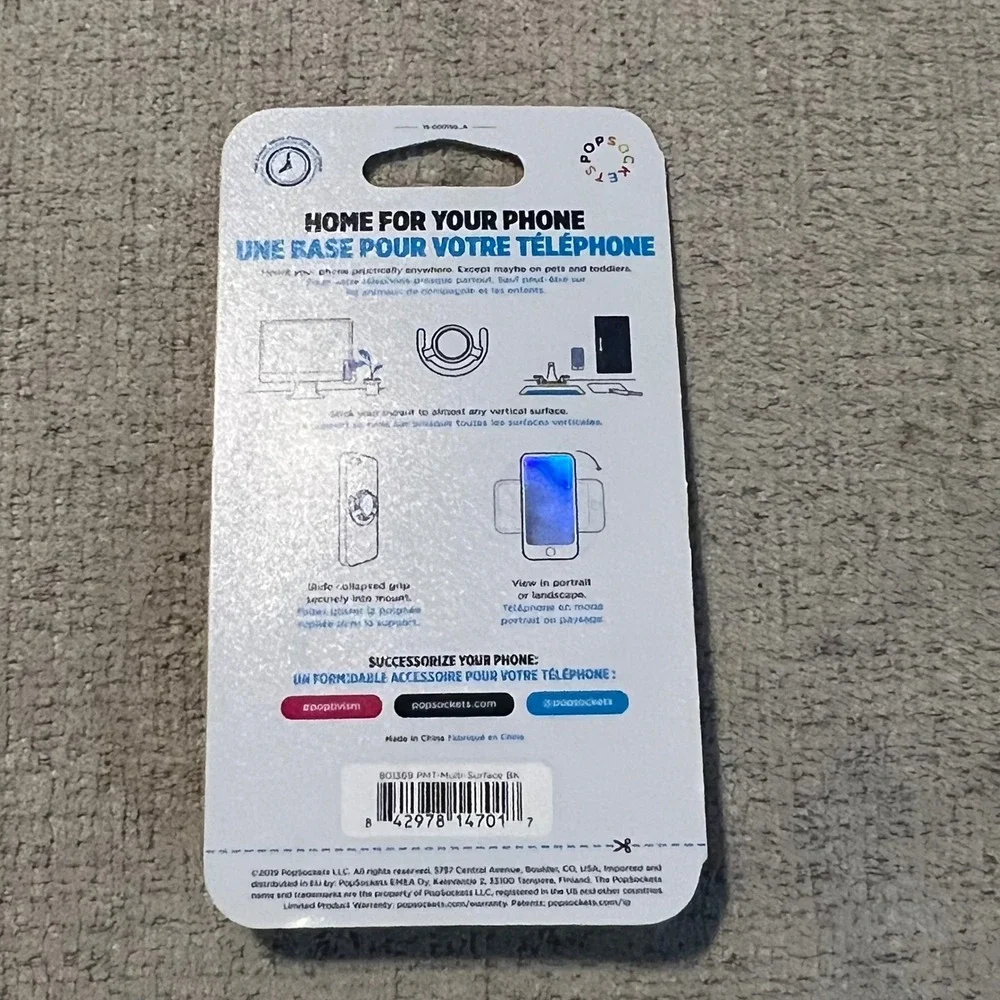 PopSockets PopMount Multi-Surface Phone Holder Black Chrome 801369 New